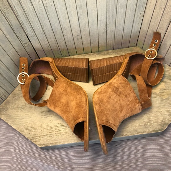 NWT Christian Di Riccio Brown Suede Black Heel Double Ankle Strap Heels 38 - Picture 9 of 11